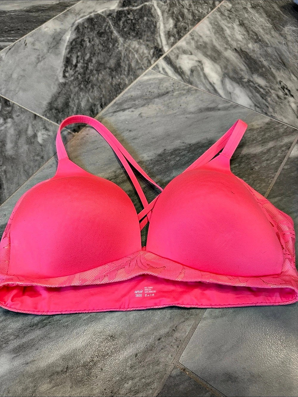 aerie Real Sunnie Wireless Bra Pink 36DD
